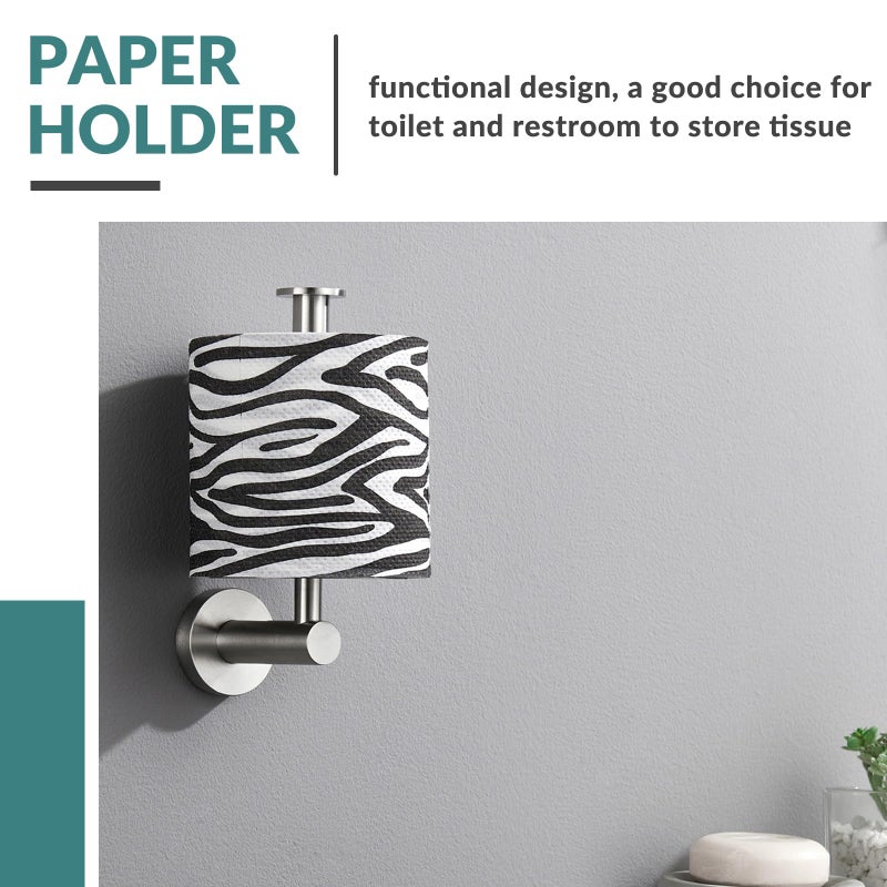 Aomasi Vertical Toilet Paper Holder, Aomasi SUS304 Stainless Steel Toilet Tissue Roll Hanger with Round Plate, Bathroom TP Roll Organizer, Wall Mounted, Brushed Nickel - Image 3